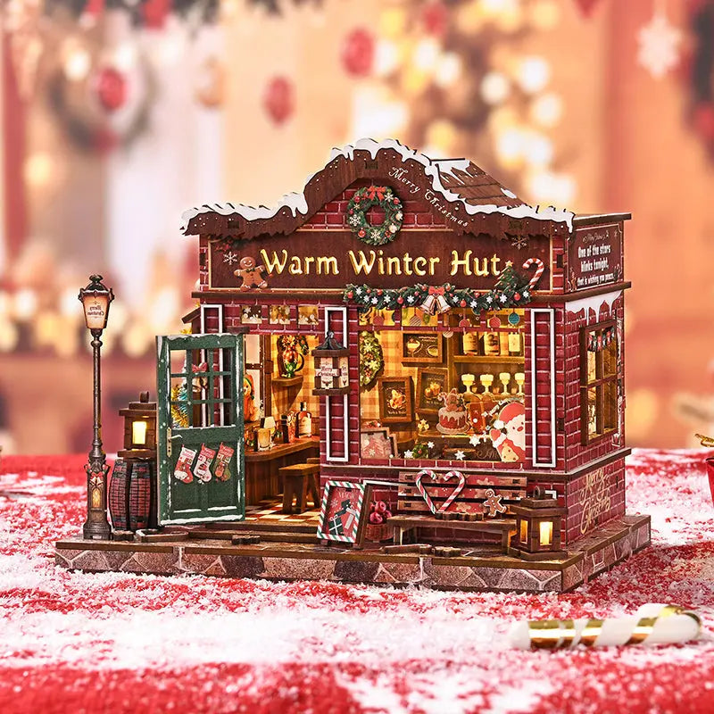 Warm Winter Hut Christmas Tavern DIY Miniature House Kit MISS IRON