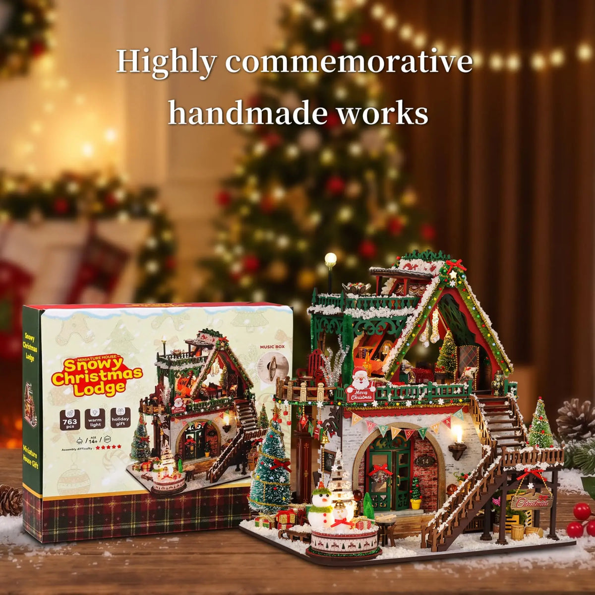 Snowy Christmas Lodge DIY Miniature House Kit Fifijoy