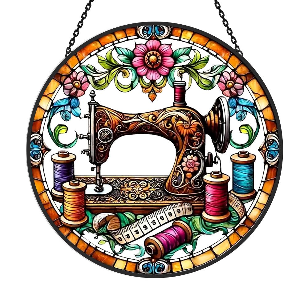 Sewing Machine Sun Catcher Decoration Stained Glass Window Hanging - MISSIRON