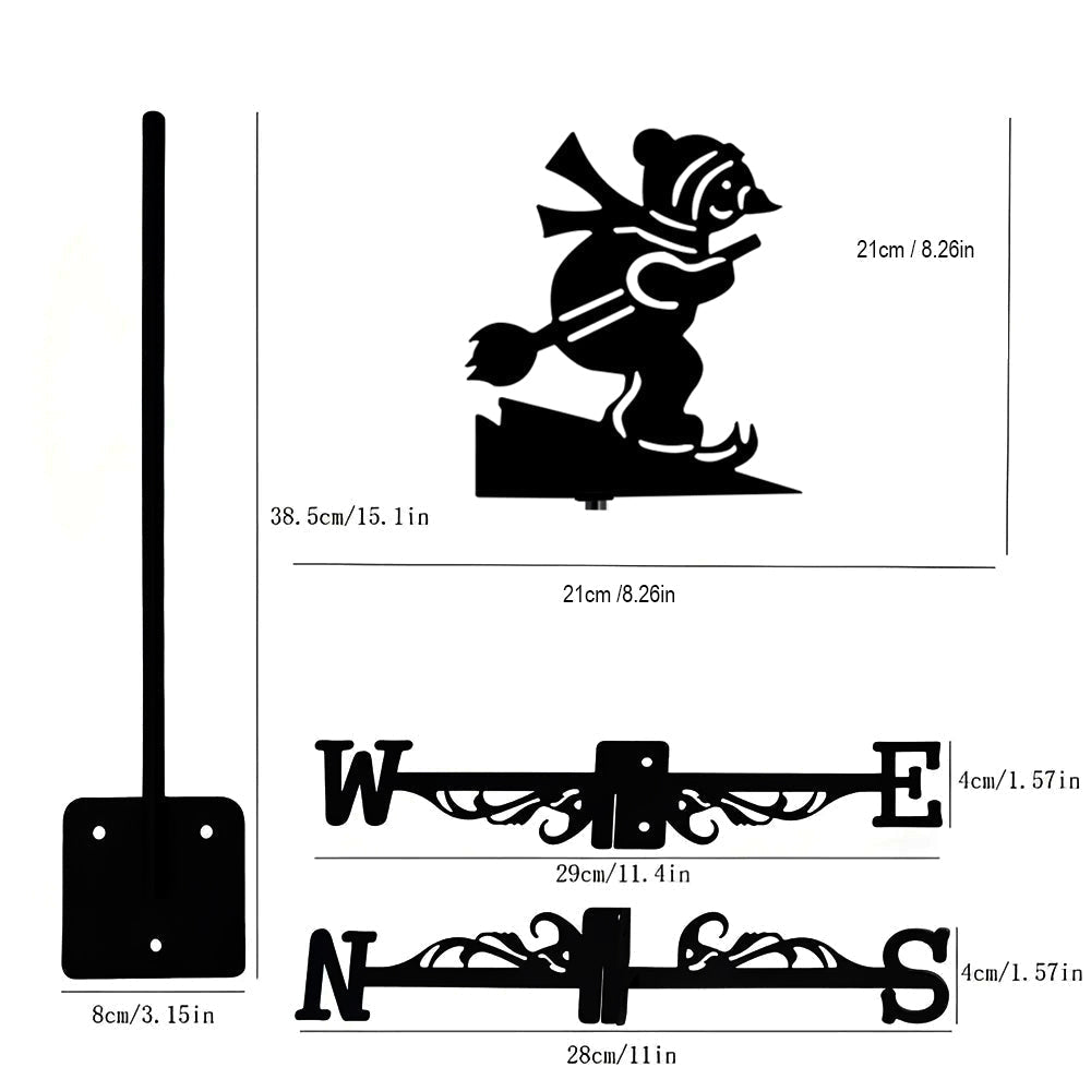 Skiing Christmas Snowman Stainless Steel Weathervane - MISSIRON