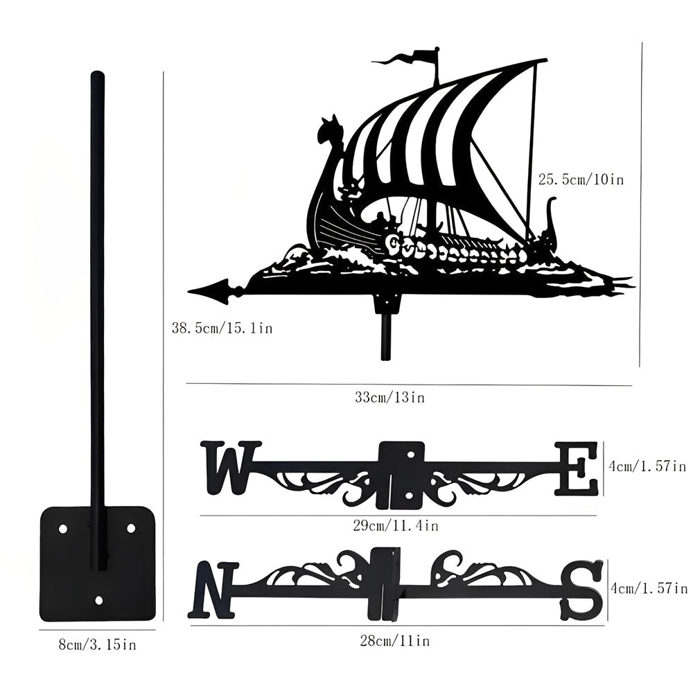 Viking Battle Ship Stainless Steel Weathervane - MISSIRON