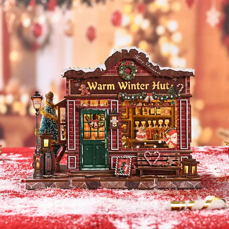 Warm Winter Hut Christmas Tavern DIY Miniature House Kit MISS IRON