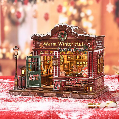 Warm Winter Hut Christmas Tavern DIY Miniature House Kit MISS IRON