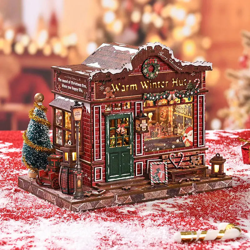 Warm Winter Hut Christmas Tavern DIY Miniature House Kit MISS IRON