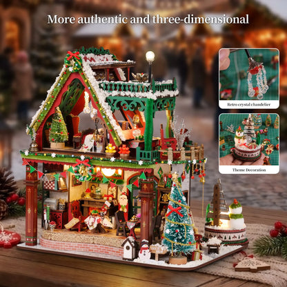Snowy Christmas Lodge DIY Miniature House Kit Fifijoy