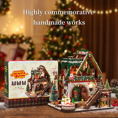 Snowy Christmas Lodge DIY Miniature House Kit Fifijoy