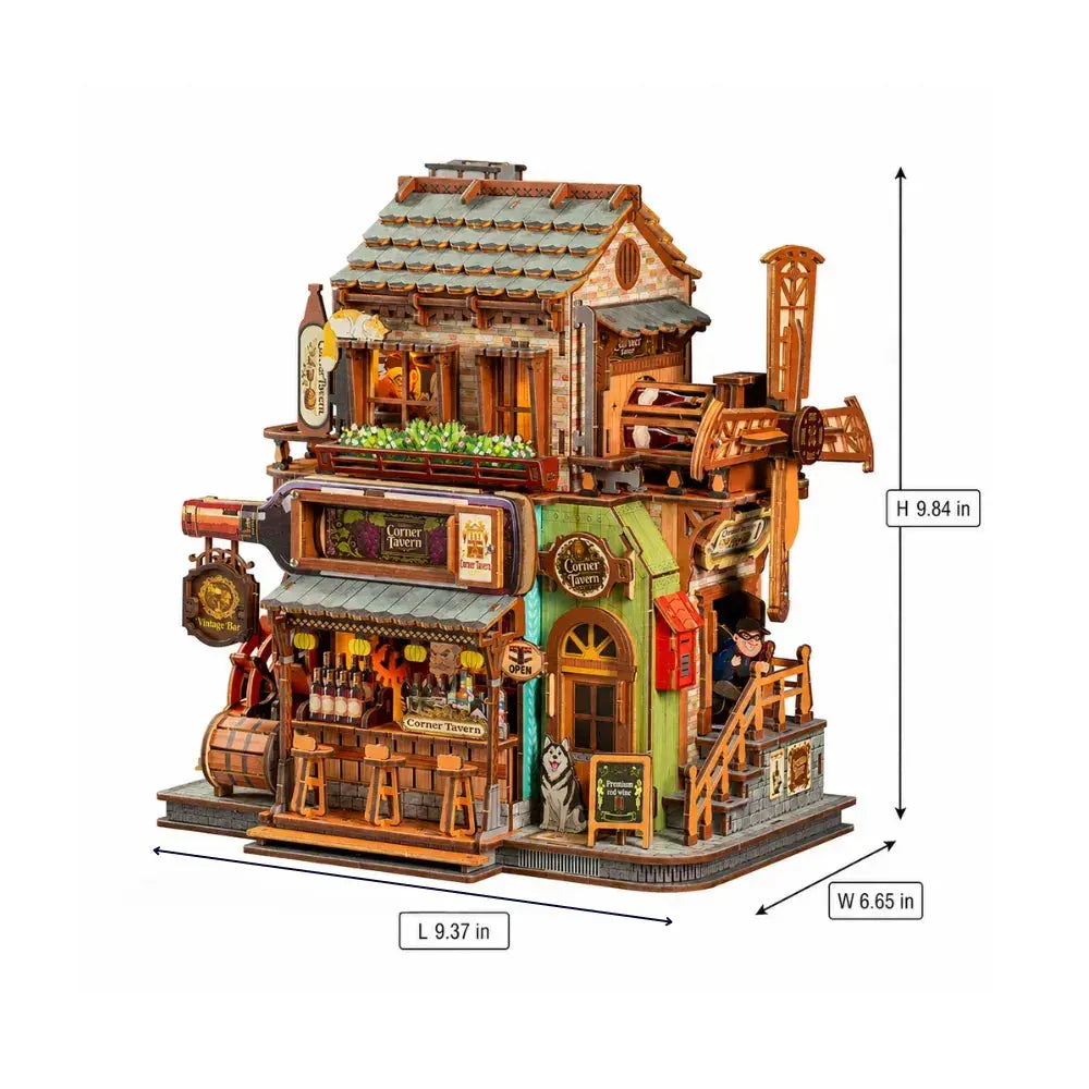 Rokrgeek Corner Tavern Mechanical Wooden 3D Puzzle Rokrgeek