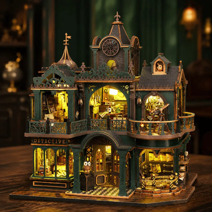 Green Detective Agency DIY Wooden Miniature House Kit Fifijoy