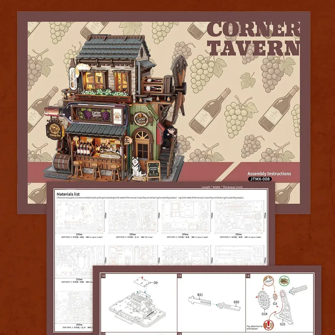 Rokrgeek Corner Tavern Mechanical Wooden 3D Puzzle Rokrgeek