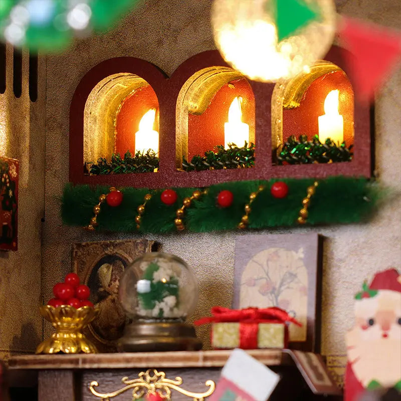 Snowy Christmas Lodge DIY Miniature House Kit Fifijoy
