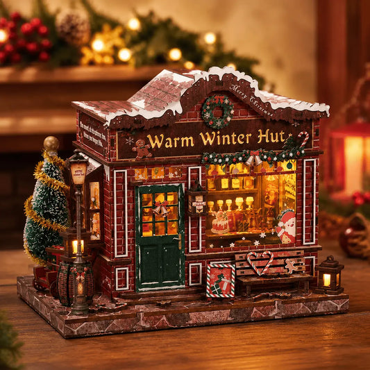 Warm Winter Hut Christmas Tavern DIY Miniature House Kit MISS IRON