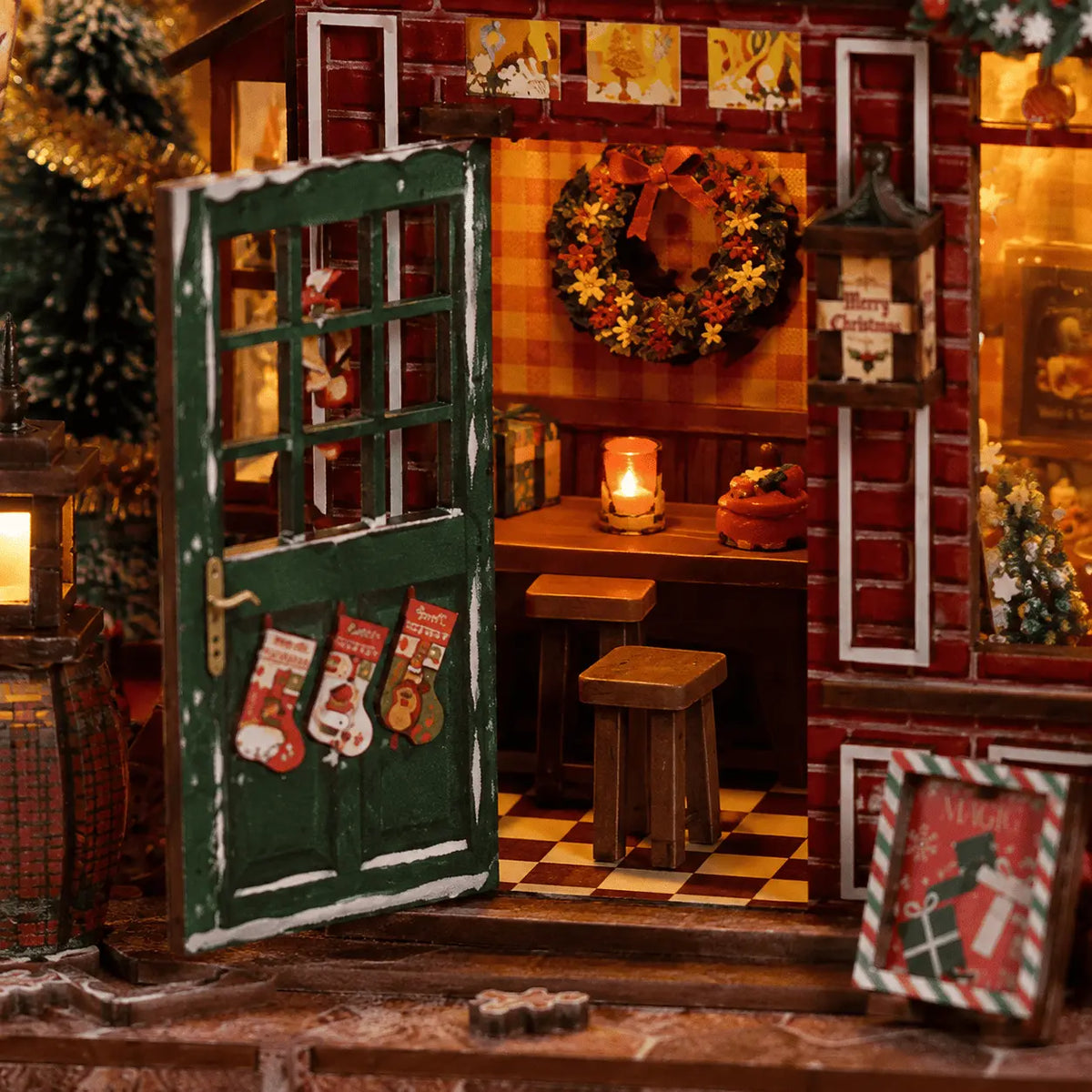 Warm Winter Hut Christmas Tavern DIY Miniature House Kit MISS IRON
