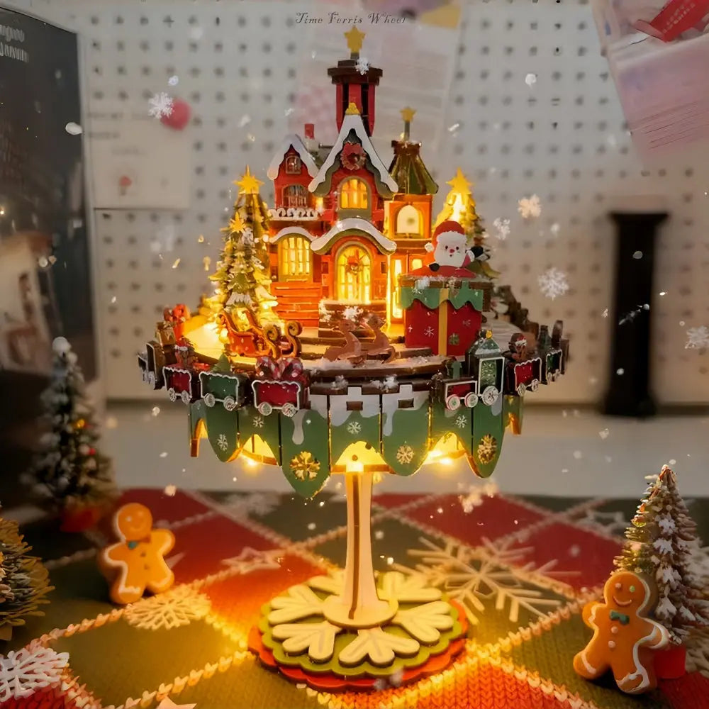 Ugeargeek Floating Christmas Castle 3D Wooden Holiday Village Puzzle Kit Ugeargeek