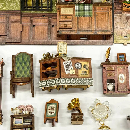 Rokrgeek Floral Cafe DIY Miniature House Kit Rokrgeek