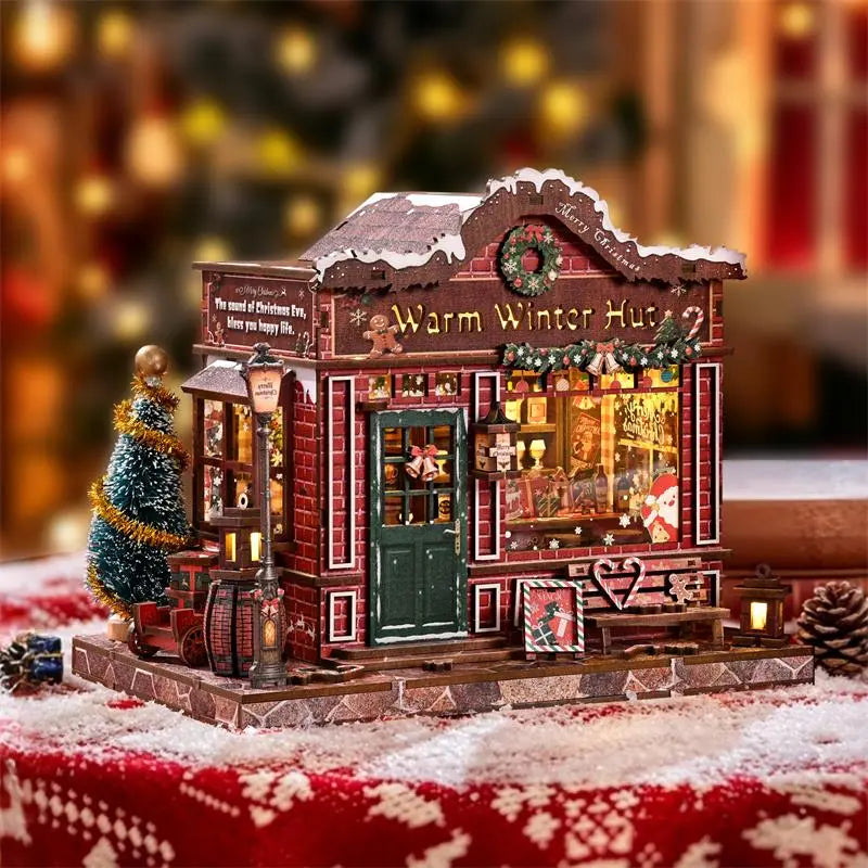 Warm Winter Hut Christmas Tavern DIY Miniature House Kit MISS IRON