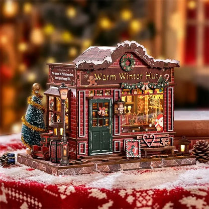 Warm Winter Hut Christmas Tavern DIY Miniature House Kit MISS IRON