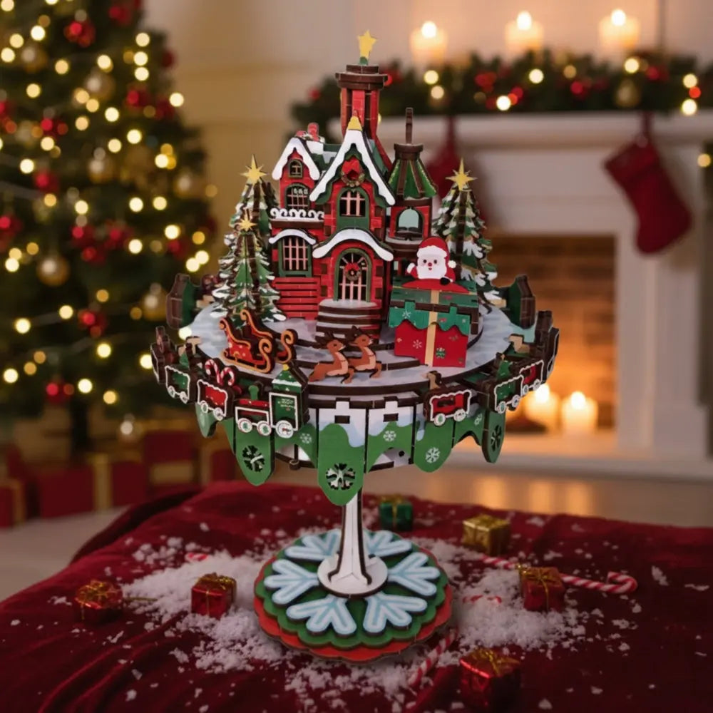 Ugeargeek Floating Christmas Castle 3D Wooden Holiday Village Puzzle Kit Ugeargeek