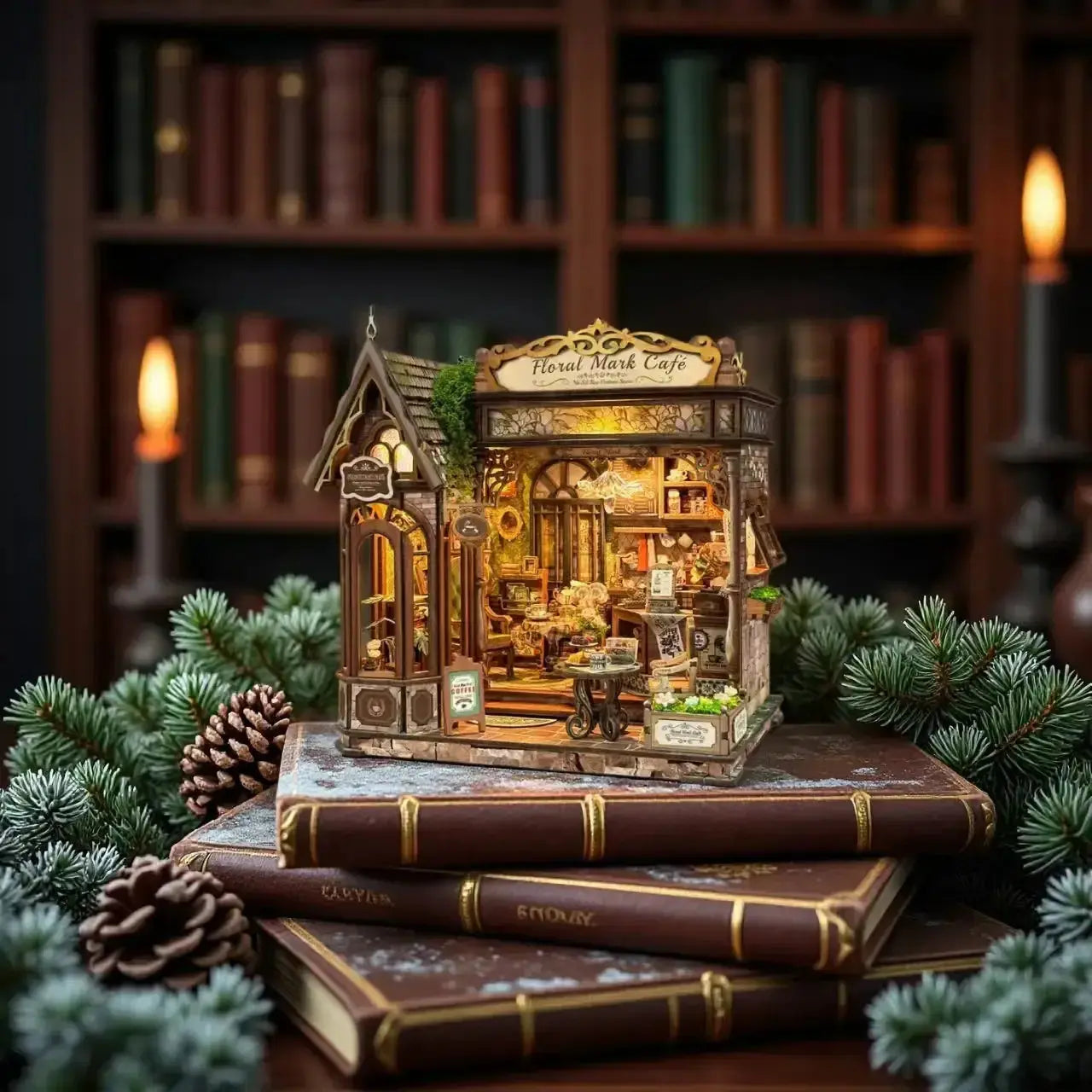 Rokrgeek Floral Cafe DIY Miniature House Kit Rokrgeek