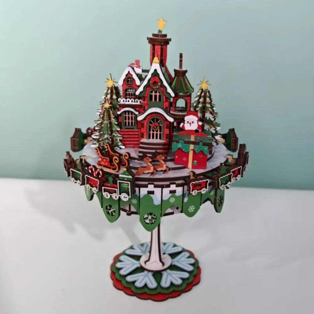 Ugeargeek Floating Christmas Castle 3D Wooden Holiday Village Puzzle Kit Ugeargeek
