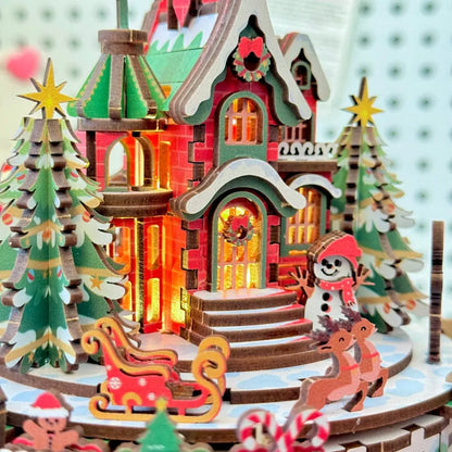 Ugeargeek Floating Christmas Castle 3D Wooden Holiday Village Puzzle Kit Ugeargeek