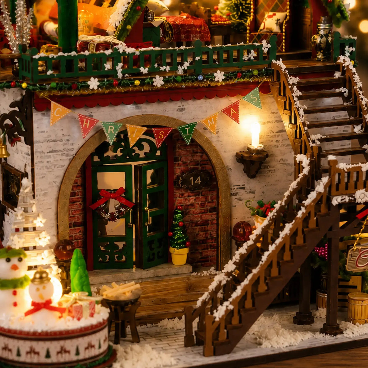 Snowy Christmas Lodge DIY Miniature House Kit Fifijoy