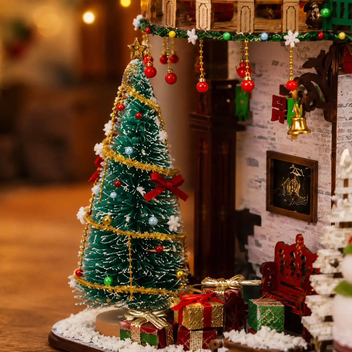 Snowy Christmas Lodge DIY Miniature House Kit Fifijoy