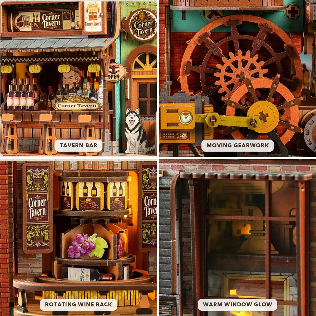 Corner Tavern Mechanical Wooden 3D Puzzle MISS IRON