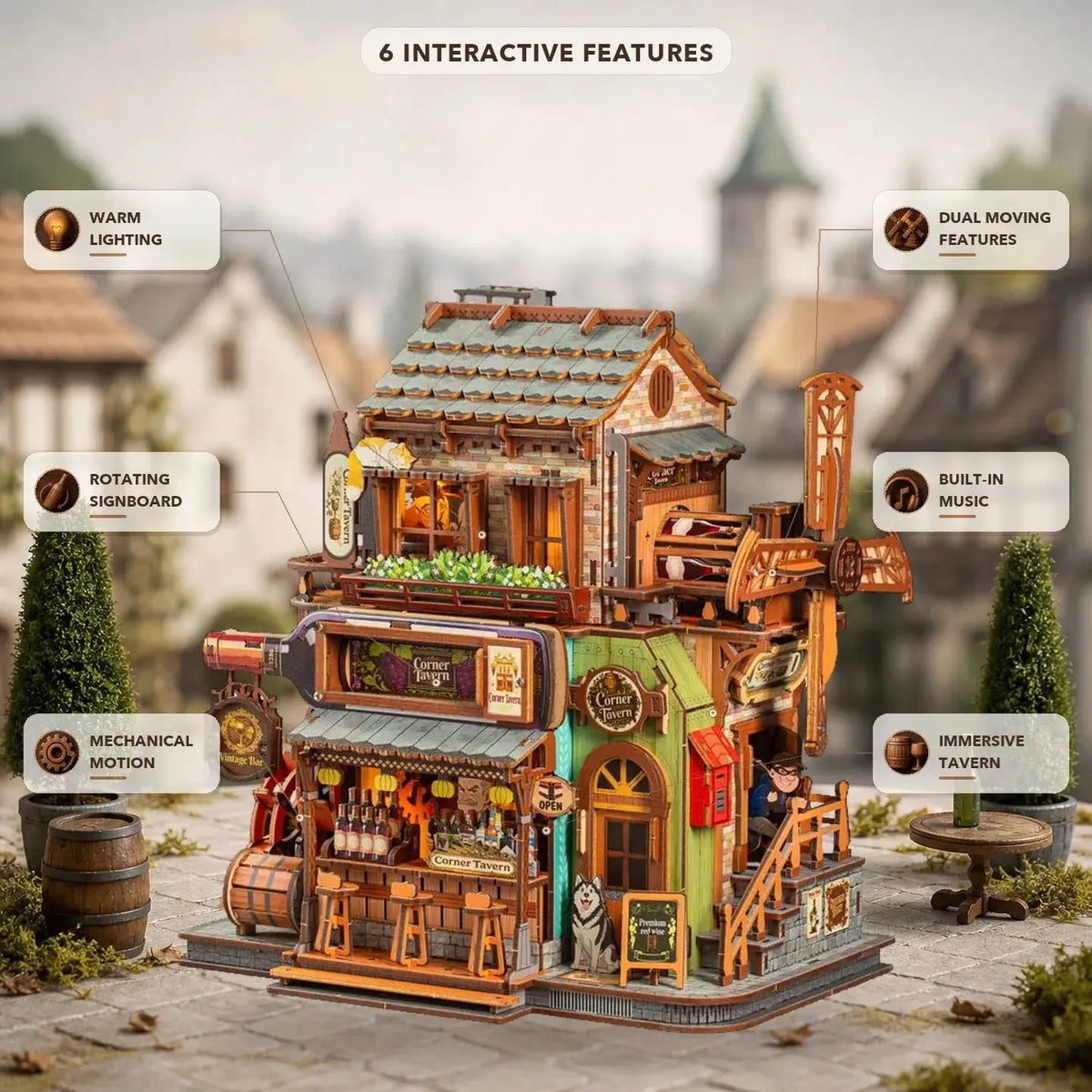Corner Tavern Mechanical Wooden 3D Puzzle MISS IRON