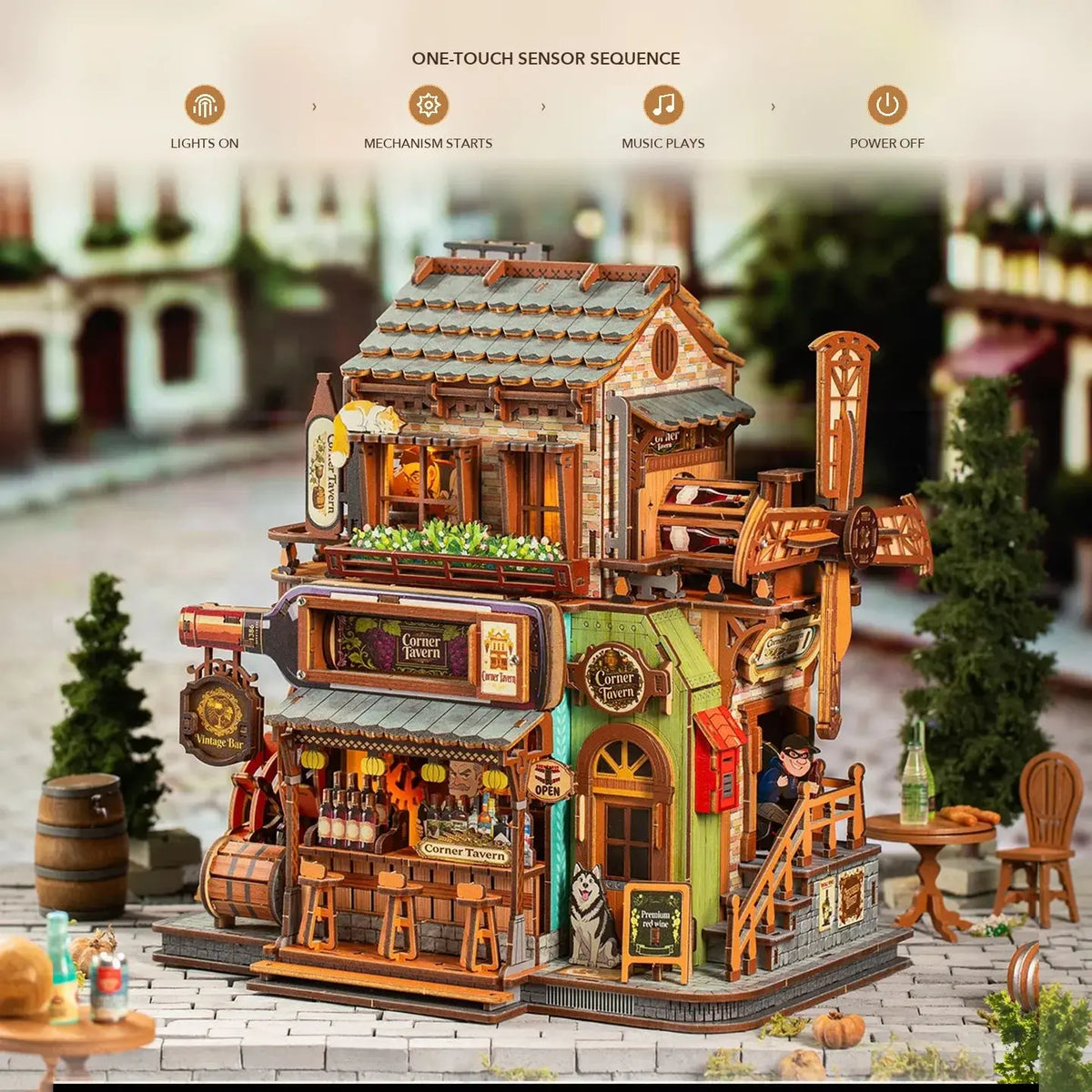 Corner Tavern Mechanical Wooden 3D Puzzle MISS IRON