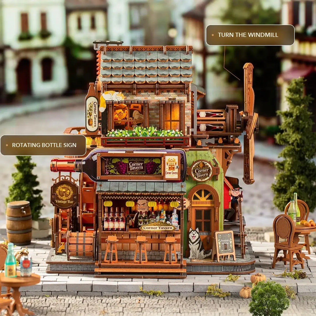 Corner Tavern Mechanical Wooden 3D Puzzle MISS IRON