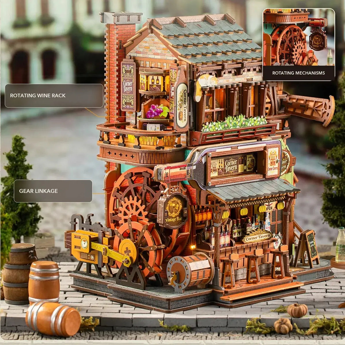 Corner Tavern Mechanical Wooden 3D Puzzle MISS IRON