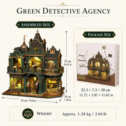 Green Detective Agency DIY Wooden Miniature House Kit Fifijoy