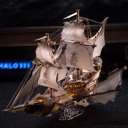 Fantasy Elf Ship DIY 3D Wooden Puzzle Kit MISS IRON