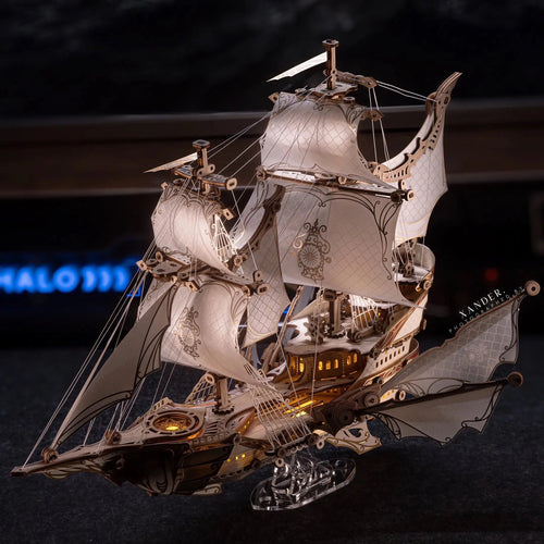 Fantasy Elf Ship DIY 3D Wooden Puzzle Kit MISS IRON
