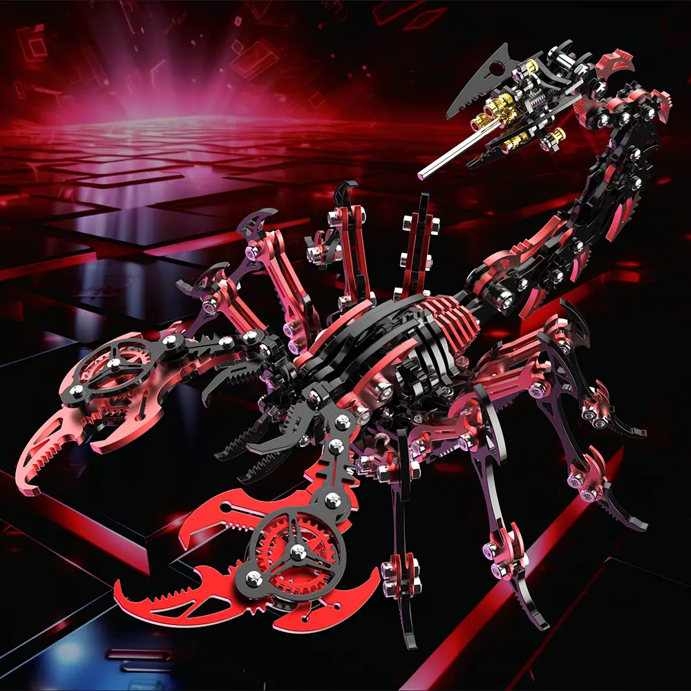 3D Mechanical Scorpion Metal Puzzle Red Black Model Kit MISS IRON