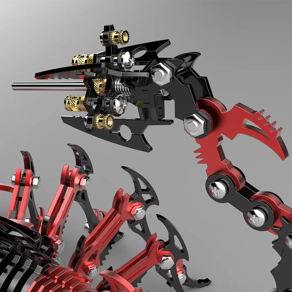 3D Mechanical Scorpion Metal Puzzle Red Black Model Kit MISS IRON