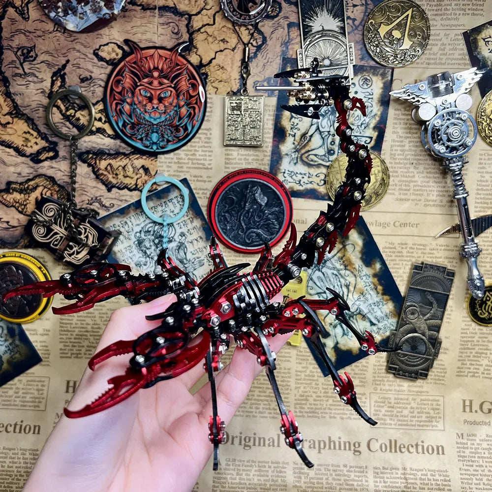 3D Mechanical Scorpion Metal Puzzle Red Black Model Kit MISS IRON