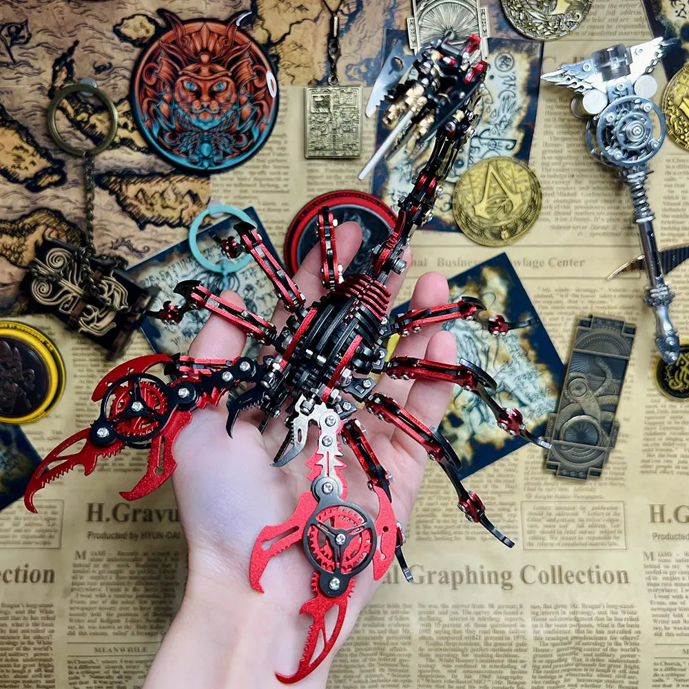 3D Mechanical Scorpion Metal Puzzle Red Black Model Kit MISS IRON