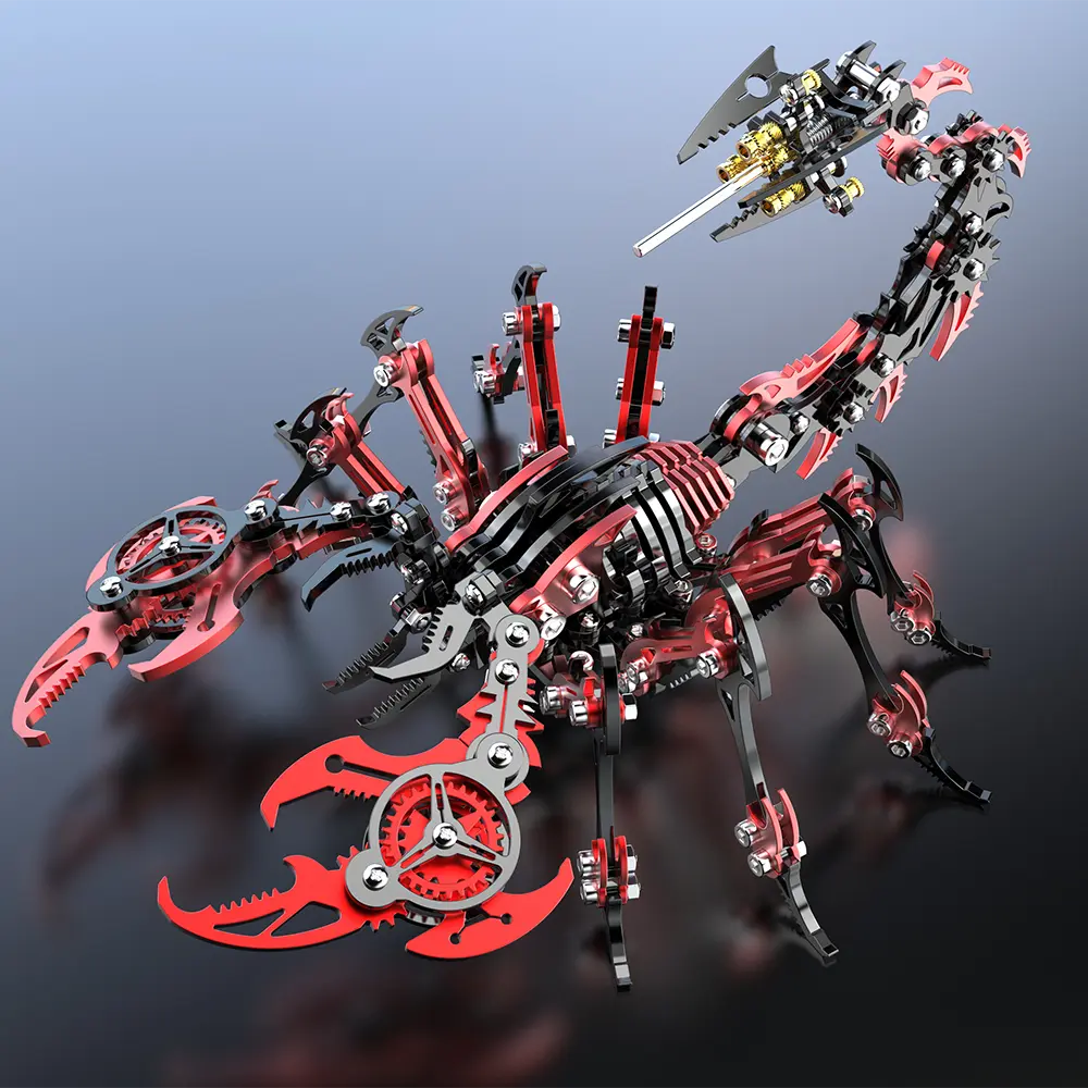 3D Mechanical Scorpion Metal Puzzle Red Black Model Kit MISS IRON