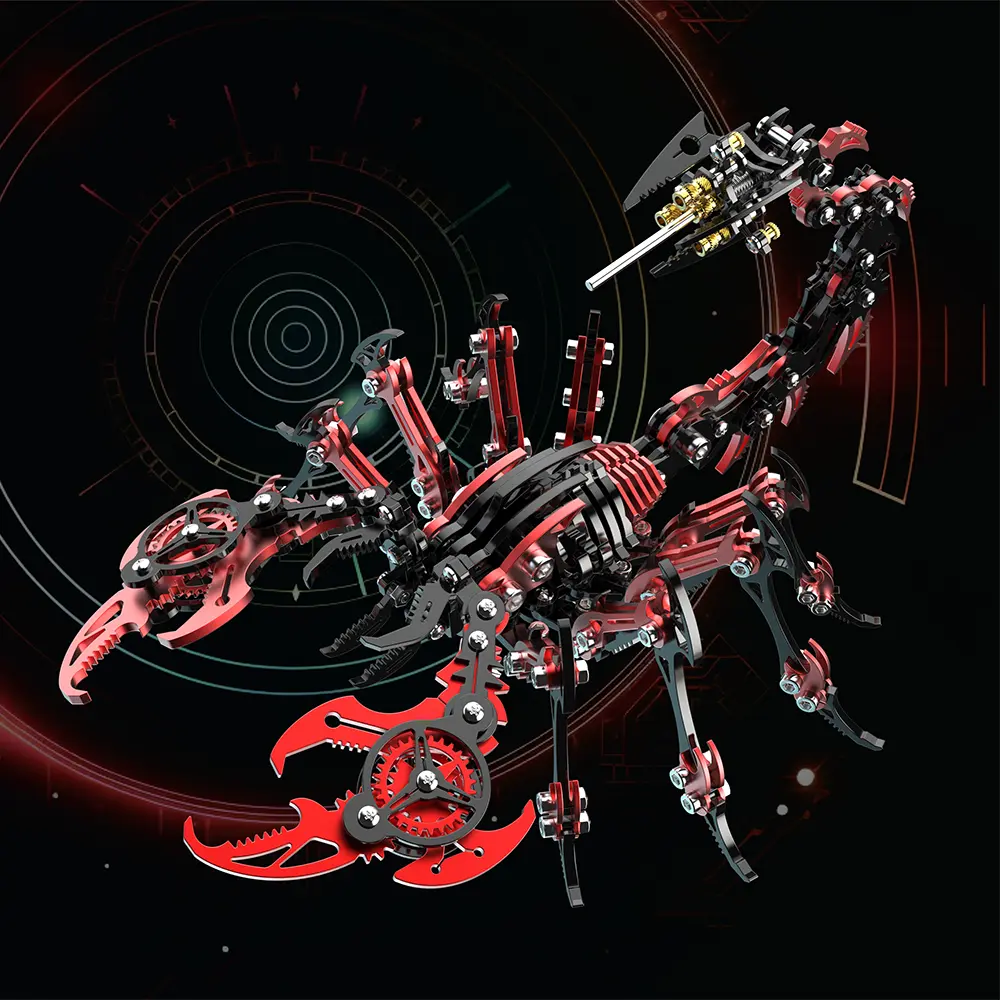 3D Mechanical Scorpion Metal Puzzle Red Black Model Kit MISS IRON