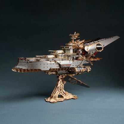 Rokrgeek Space Warship 3D Wooden Puzzle Model Kit Rokrgeek