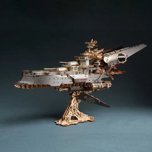 Rokrgeek Space Warship 3D Wooden Puzzle Model Kit Rokrgeek