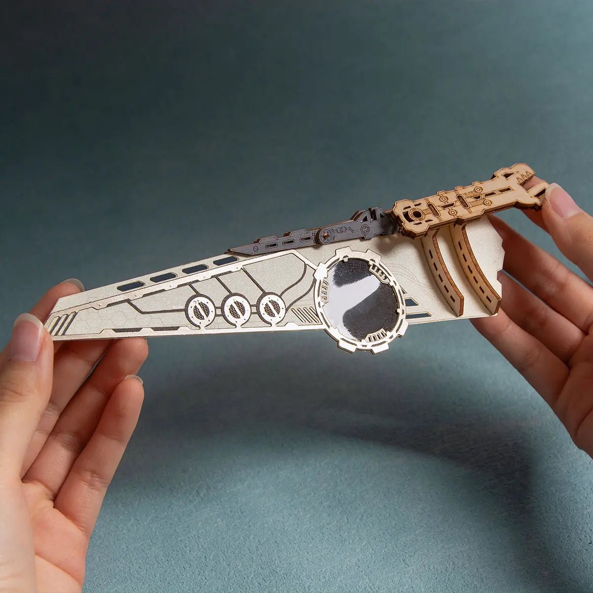 Rokrgeek Space Warship 3D Wooden Puzzle Model Kit Rokrgeek