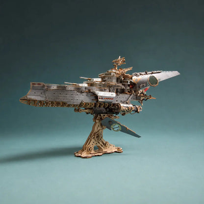 Rokrgeek Space Warship 3D Wooden Puzzle Model Kit Rokrgeek