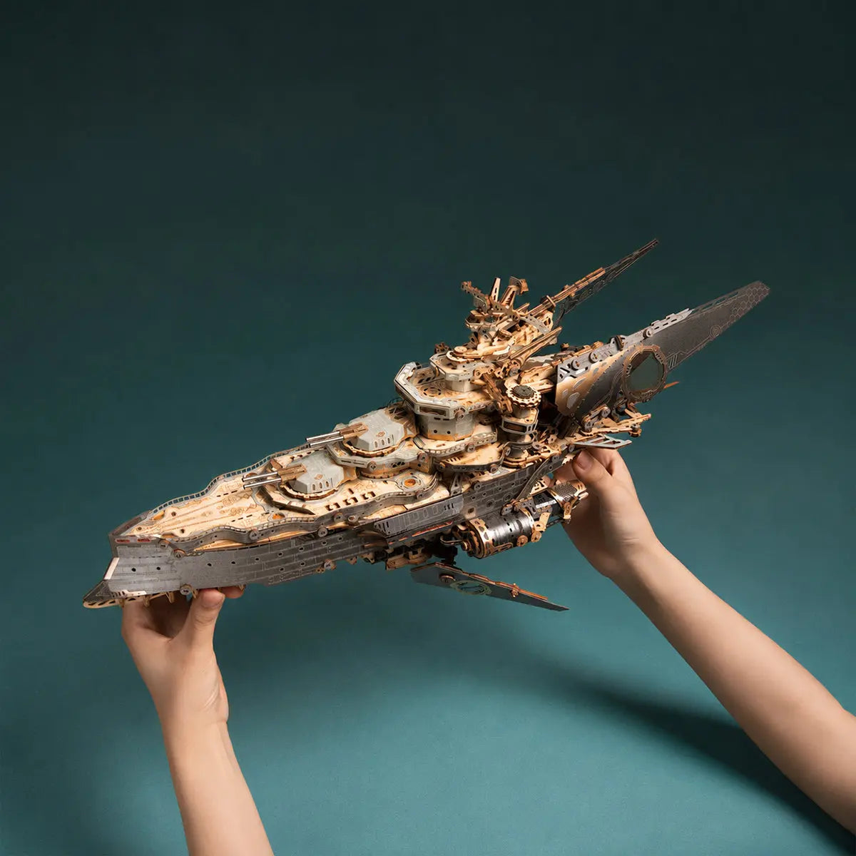 Rokrgeek Space Warship 3D Wooden Puzzle Model Kit Rokrgeek