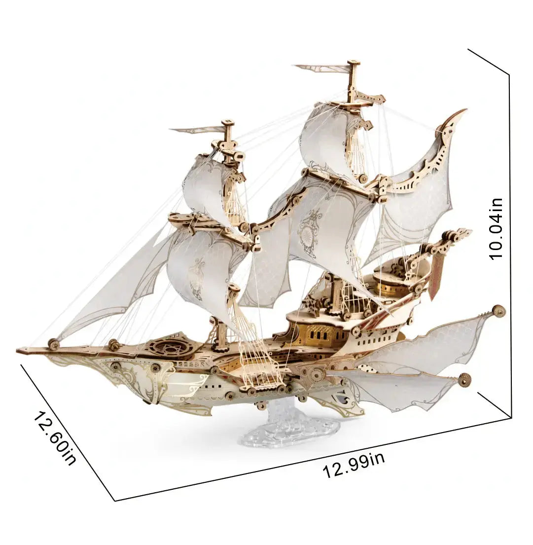 Rokrgeek  Fantasy Elf Ship DIY 3D Wooden Puzzle Kit Rokrgeek