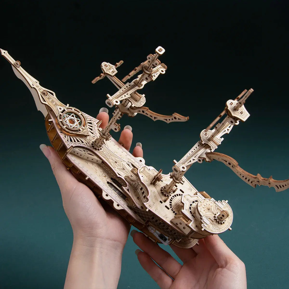 Rokrgeek  Fantasy Elf Ship DIY 3D Wooden Puzzle Kit Rokrgeek