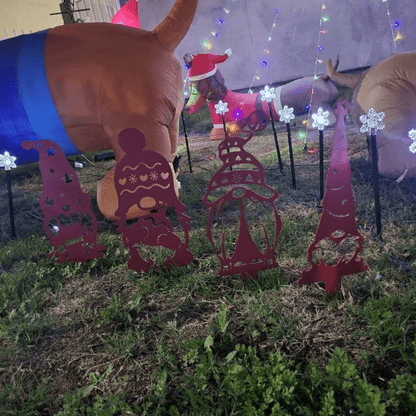 Christmas Gnome Metal Stakes - 4 Pack - MISSIRON