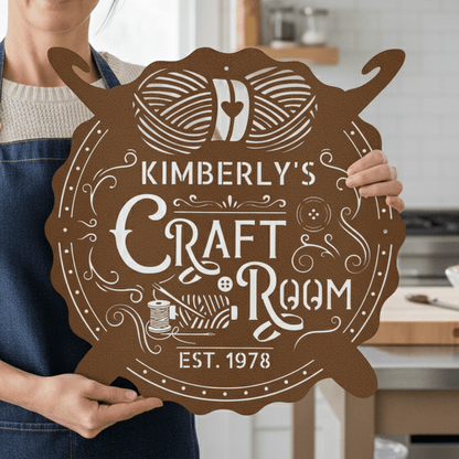 Crochet & Craft Room Custom Metal Sign – Sewing Room Decor - MISSIRON
