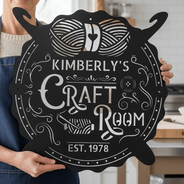 Crochet & Craft Room Custom Metal Sign – Sewing Room Decor - MISSIRON